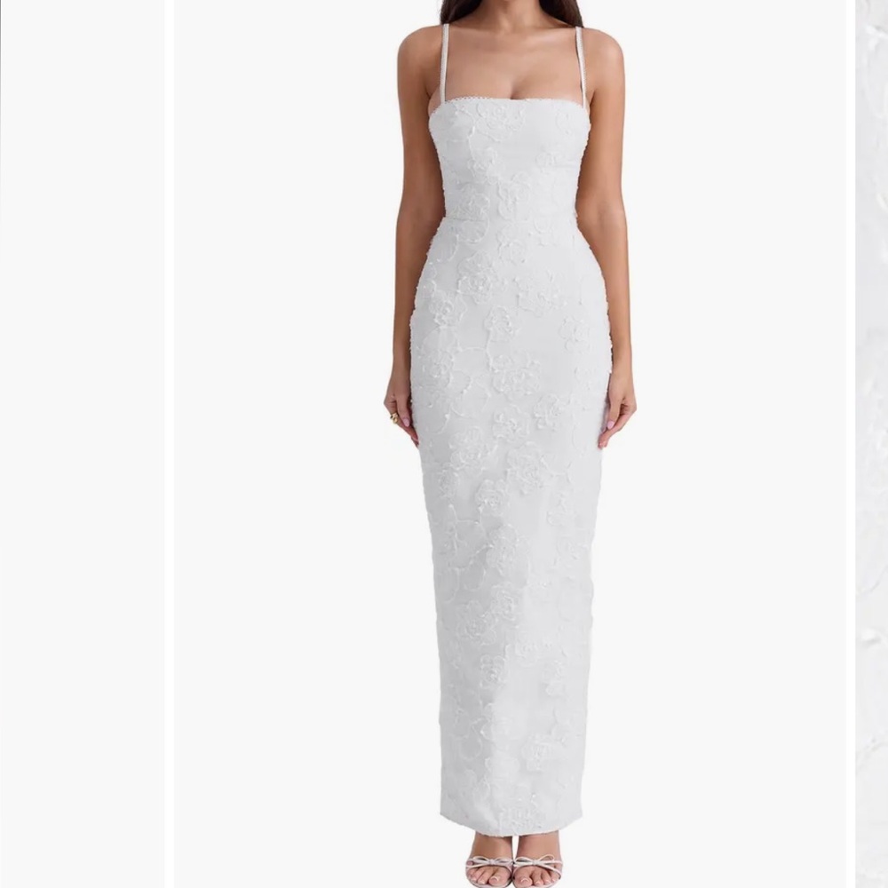 House of CB 'Eva' White Floral Lace Maxi Dress NWOT Size S
